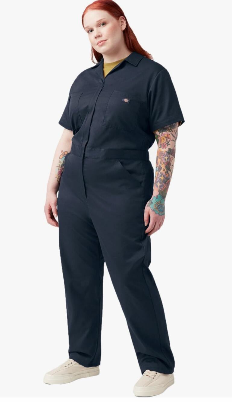 Dickies Short Sleeve Coveralls Cooling Women Plus 1X Dark Navy Blue NEW